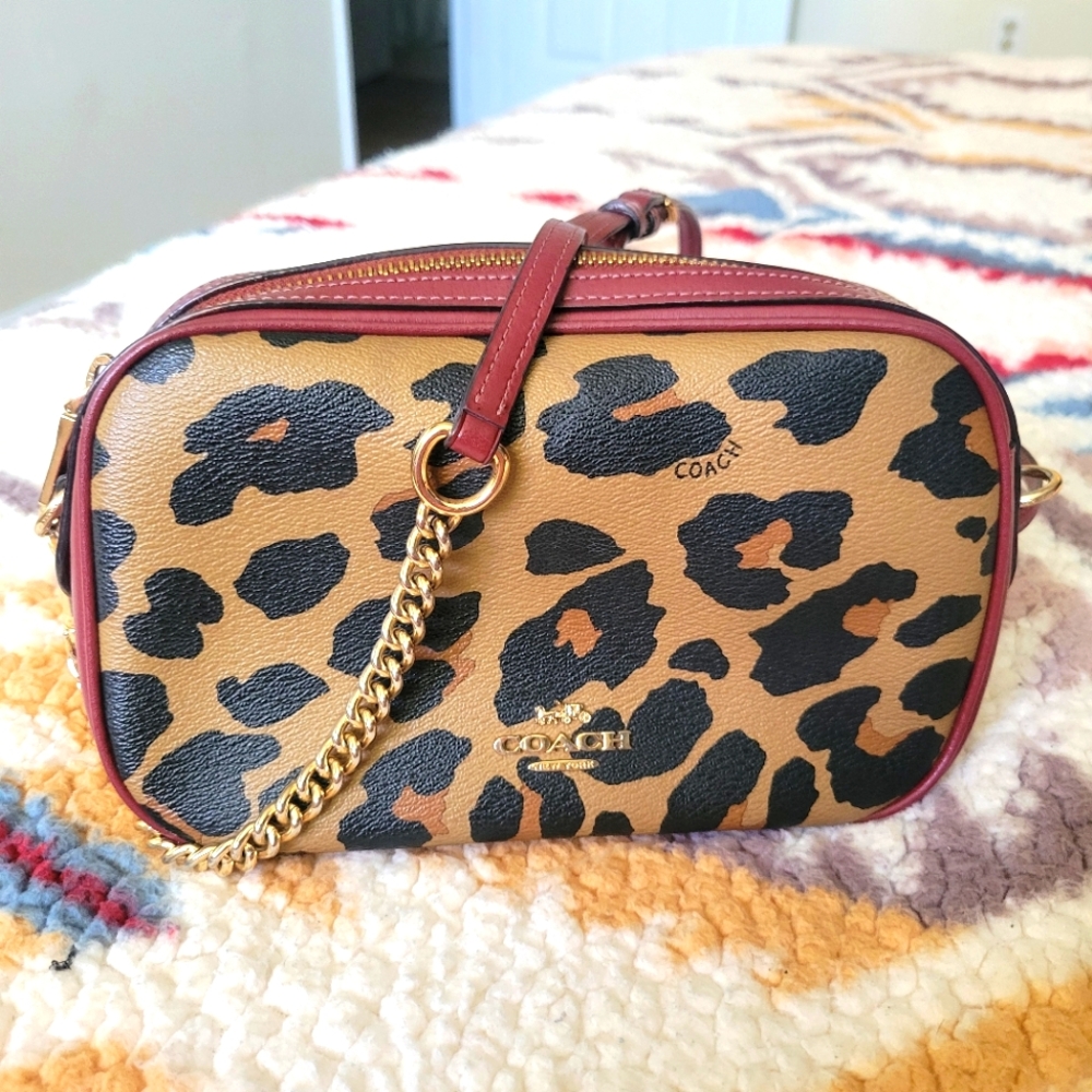 Coach Isla Chain Crossbody With Leopard Print